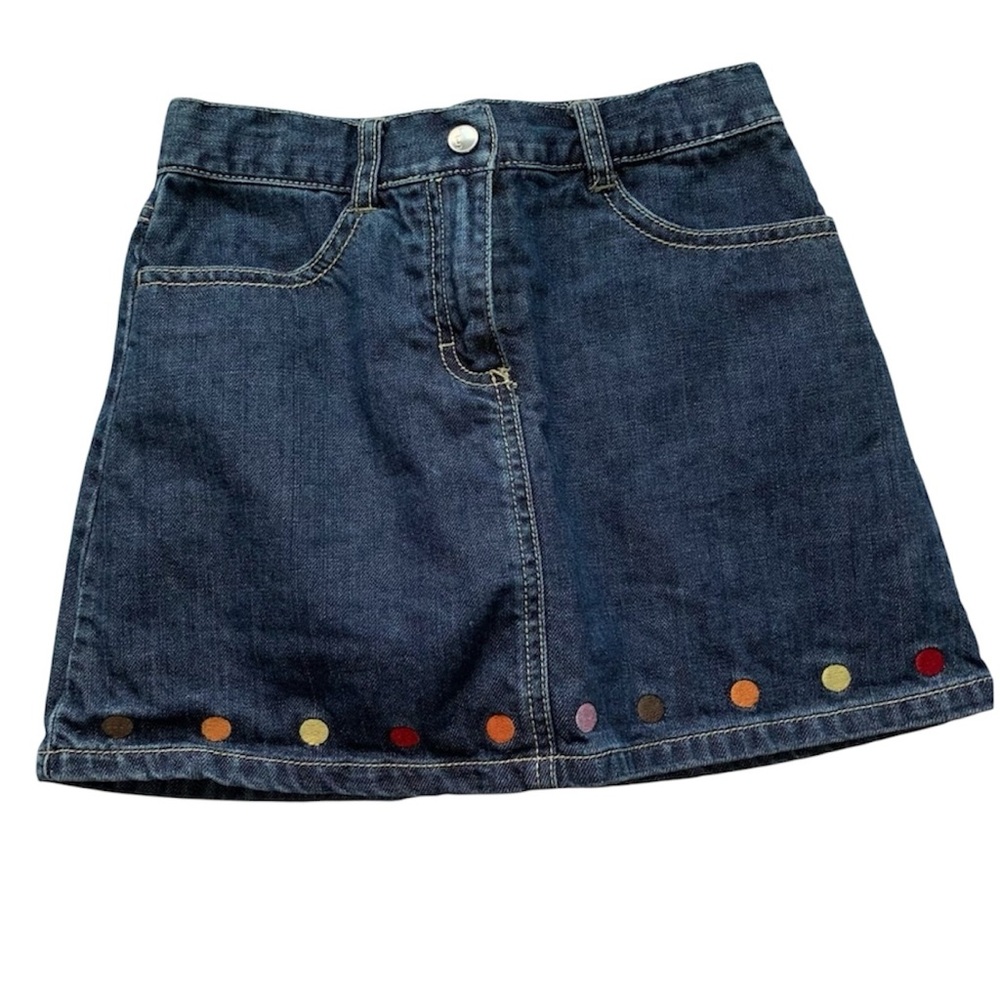 GYMBOREE Jean Skirt Built in Shorts Embroidered Decoration Denim Girls Sz 8